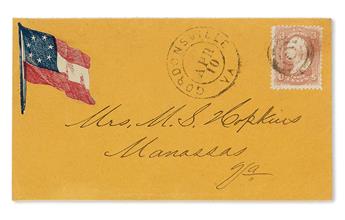 (MILITARY--CIVIL WAR--PATRIOTIC COVERS--CONFEDERATE.) Pair of rare postal labels.